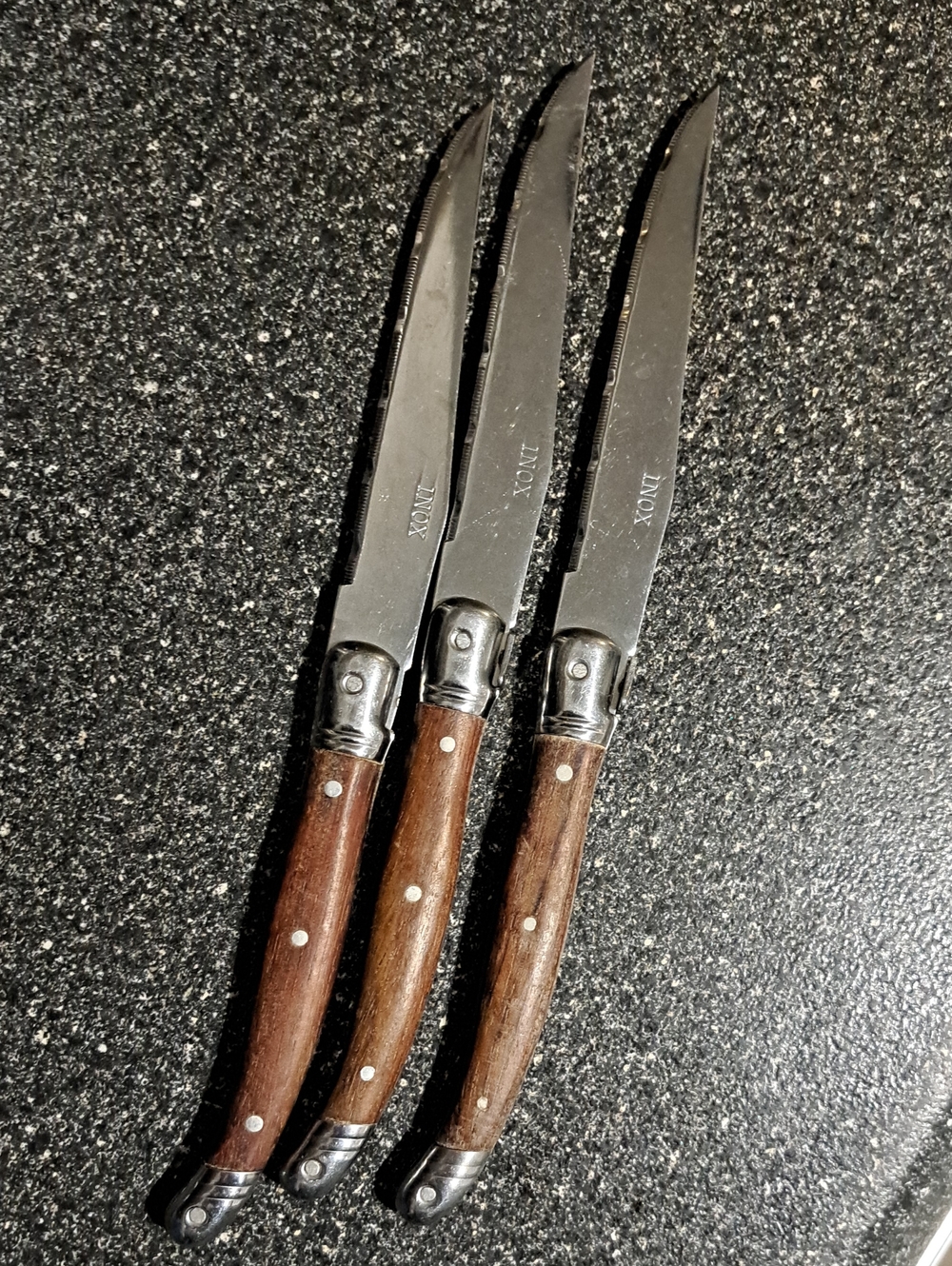 Laguiole-style stainless steel steak knives - x3